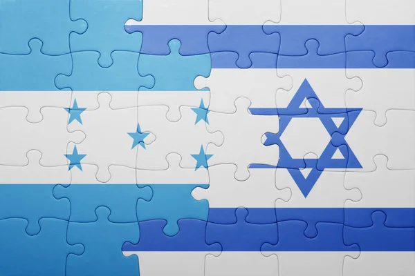 Puzzel met de nationale vlag van Israël en honduras — Stockfoto