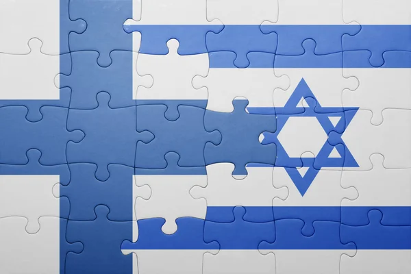A nemzeti zászló, Izrael és Finnország puzzle — Stock Fotó
