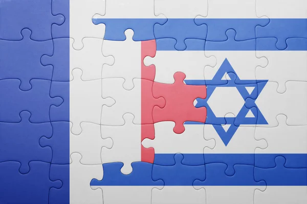 A nemzeti zászló, Izrael és Franciaország puzzle — Stock Fotó