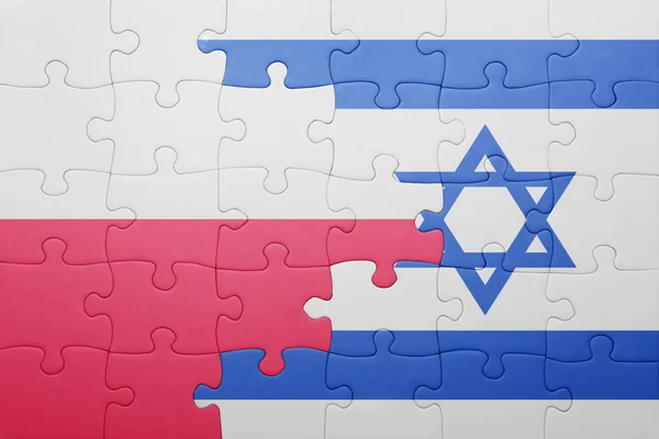 Quebra-cabeça com a bandeira nacional de Israel e da Polônia — Fotografia de Stock