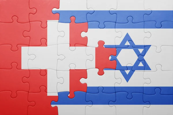 Puzzle with the national flag of israel and switzerland — Stock Photo, Image