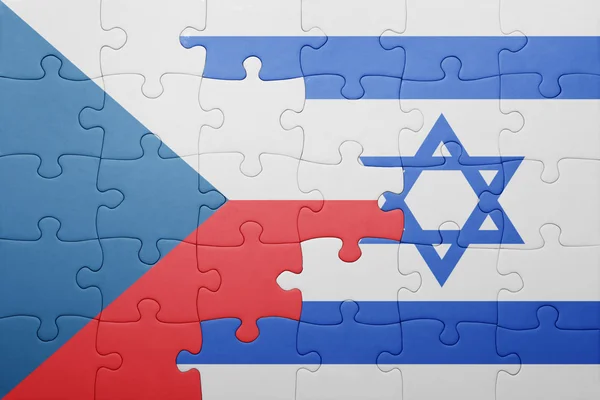 Puzzle con la bandiera nazionale di Israele e Repubblica Ceca — Foto Stock
