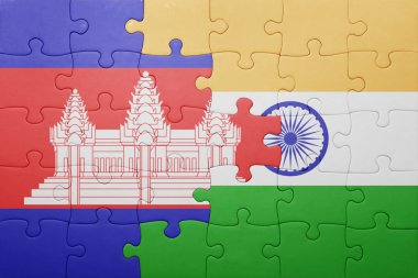Kamboçya ve Hindistan Ulusal bayrak ile bulmaca