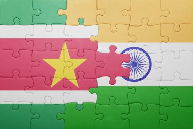 Surinam ve Hindistan Ulusal bayrak ile bulmaca