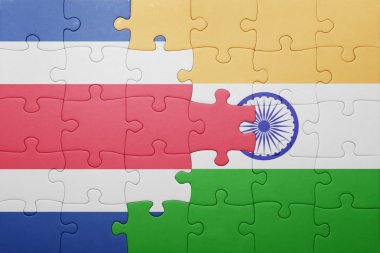 Kosta Rika ve Hindistan Ulusal bayrak ile bulmaca