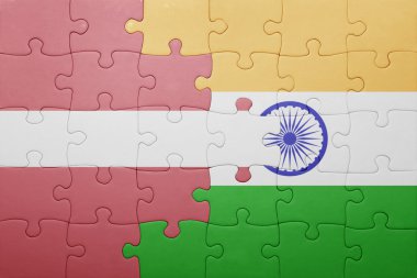 Letonya ve Hindistan Ulusal bayrak ile bulmaca