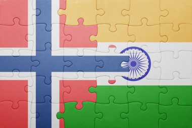 Norveç ve Hindistan Ulusal bayrak ile bulmaca