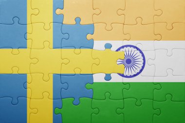 İsveç ve Hindistan Ulusal bayrak ile bulmaca
