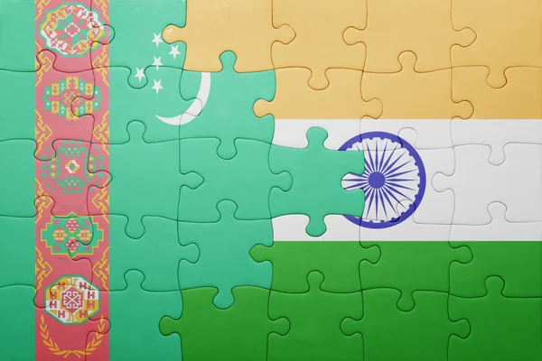 Puzzle con la bandiera nazionale di Turchia e India — Foto Stock