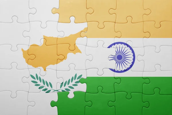 Puzzle with the national flag of cyprus and india — Stock Photo, Image