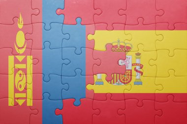 İspanya ve Moğolistan ulusal bayrak ile bulmaca