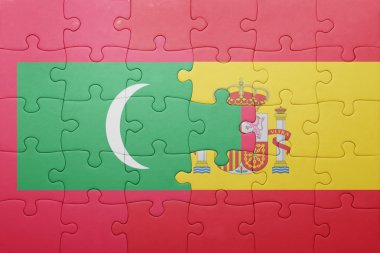 İspanya ve Maldivler ulusal bayrak ile bulmaca