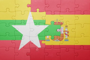 İspanya ve myanmar ulusal bayrak ile bulmaca