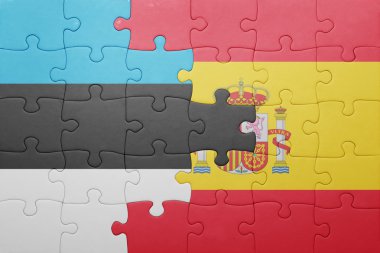 İspanya ve Estonya ulusal bayrak ile bulmaca