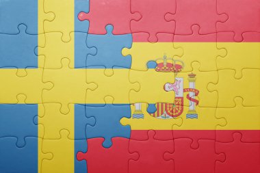 İspanya ve İsveç Ulusal bayrak ile bulmaca