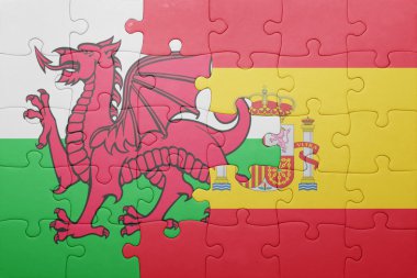 İspanya ve Galler Ulusal bayrak ile bulmaca