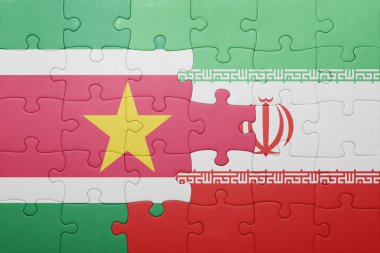 Surinam ve iran ulusal bayrak ile bulmaca