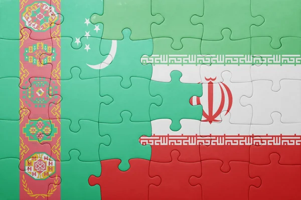 Rompecabezas con la bandera nacional de Turquía e Irán — Foto de Stock