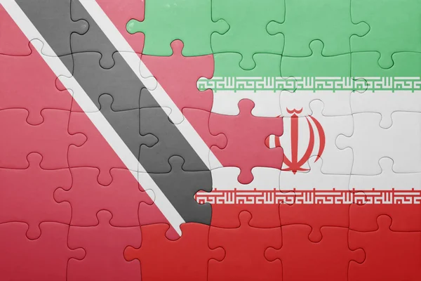 Puzzle avec le drapeau national de Trinidad et tobago et iran — Photo