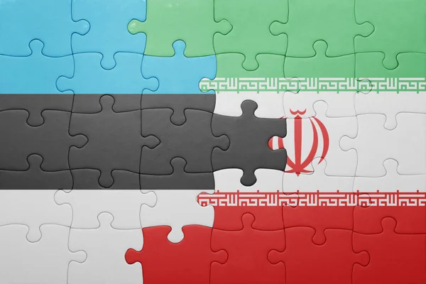 Rompecabezas con la bandera nacional de Estonia e Irán —  Fotos de Stock