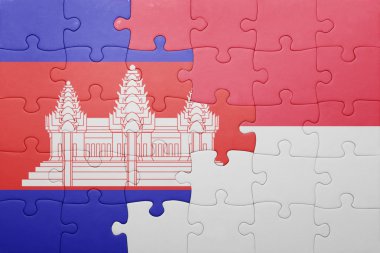 Endonezya ve Kamboçya Ulusal bayrak ile bulmaca