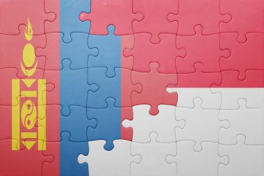 Endonezya ve Moğolistan ulusal bayrak ile bulmaca