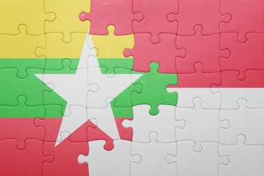 myanmar ve Endonezya ulusal bayrak ile bulmaca