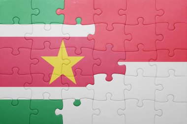 puzzle with the national flag of indonesia and suriname clipart