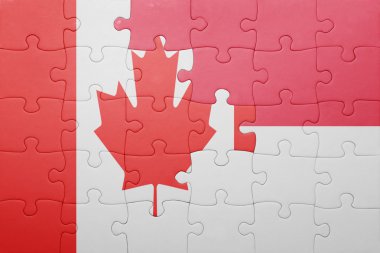 Endonezya ve Kanada ulusal bayrak ile bulmaca