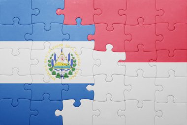 el salvador ve Endonezya ulusal bayrak ile bulmaca