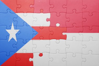 Endonezya ve Porto Riko ulusal bayrak ile bulmaca