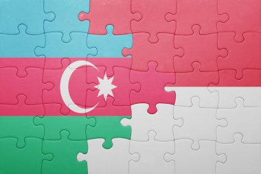 Endonezya ve Azerbaycan ulusal bayrak ile bulmaca