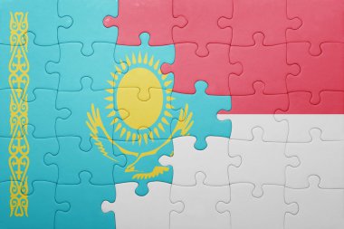 Endonezya ve Kazakistan ulusal bayrak ile bulmaca