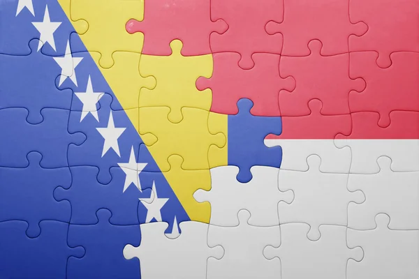 Endonezya ve Bosna-Hersek ulusal bayrak ile bulmaca — Stok fotoğraf