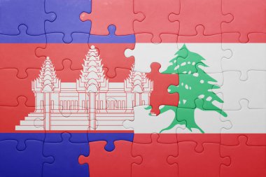 Kamboçya ve Lübnan ulusal bayrak ile bulmaca