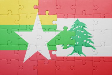 myanmar ve Lübnan ulusal bayrak ile bulmaca