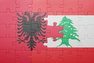 Arnavutluk ve Lübnan ulusal bayrak ile bulmaca 