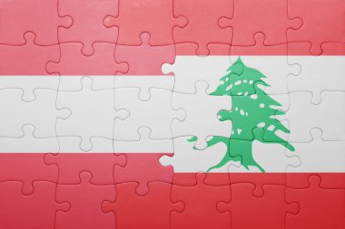 Avusturya ve Lübnan ulusal bayrak ile bulmaca 