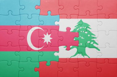 Azerbaycan ve Lübnan ulusal bayrak ile bulmaca 