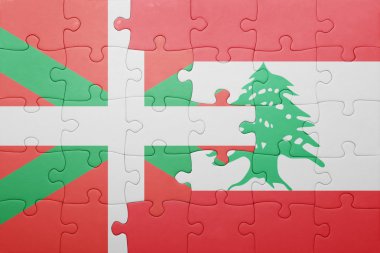 Bask Ülkesi ve Lübnan ulusal bayrak ile bulmaca 