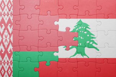 Beyaz Rusya ve Lübnan ulusal bayrak ile bulmaca 