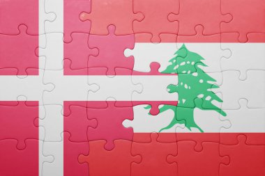 Danimarka ve Lübnan ulusal bayrak ile bulmaca
