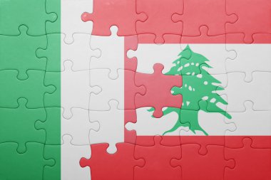 İtalya ve Lübnan ulusal bayrak ile bulmaca