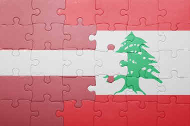 Letonya ve Lübnan ulusal bayrak ile bulmaca
