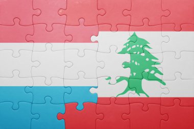 Lüksemburg ve Lübnan ulusal bayrak ile bulmaca