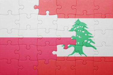 Polonya ve Lübnan ulusal bayrak ile bulmaca