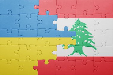 Ukrayna ve Lübnan ulusal bayrak ile bulmaca