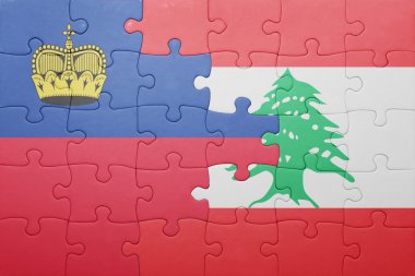 liechtenstein ve Lübnan ulusal bayrak ile bulmaca