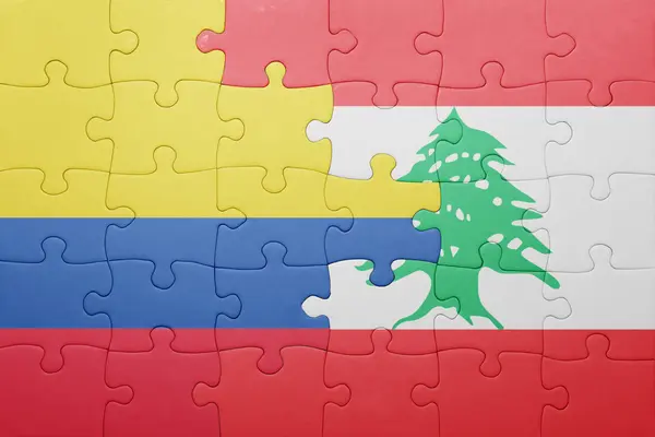 Kolombiya ve Lübnan ulusal bayrak ile bulmaca — Stok fotoğraf