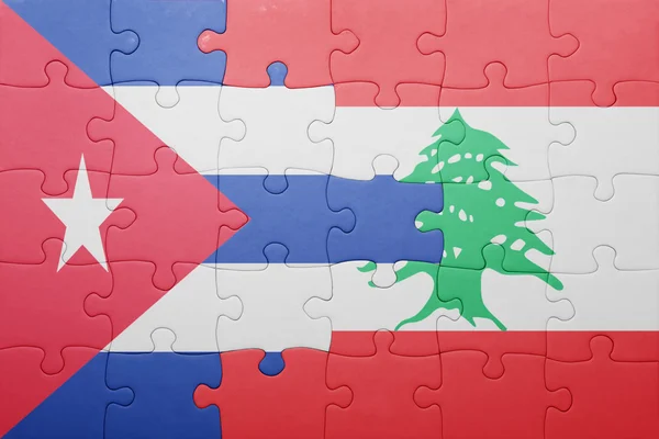 Puzzel met de nationale vlag van cuba en Libanon — Stockfoto